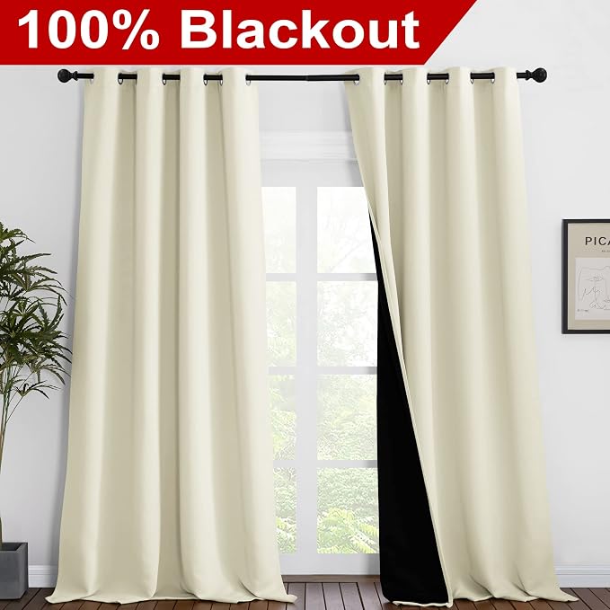 NICETOWN Thermal Insulated 100% Blackout Curtains, Noise Reducing Performance - Image 2