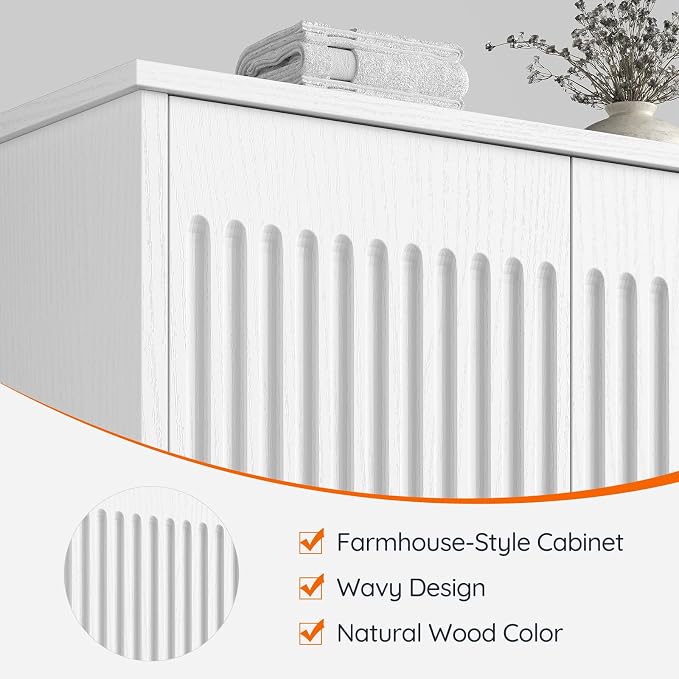 HOOBRO Fluted Bathroom Wall Cabinet, Farmhouse Medicine Cabinet - Image 7