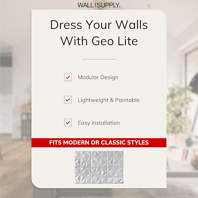 Wall!Supply - 3D Wall Panels – Geo Lite White Wall Covering - Lightweight - Image 3
