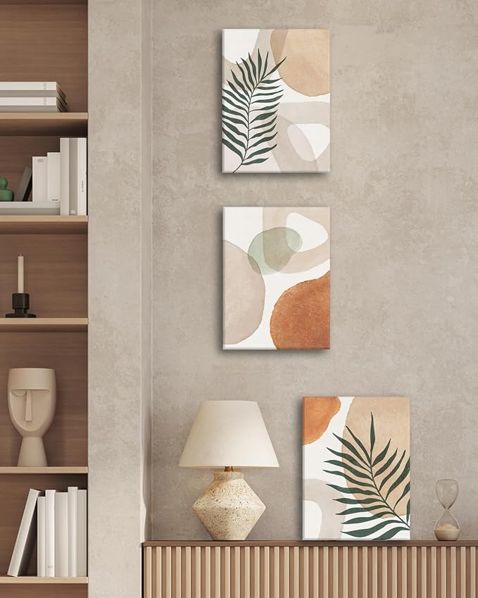 HesenDot Abstract Botanical Wall Art Set of 3, 30x40CM Neutral Plant Framed - Image 6