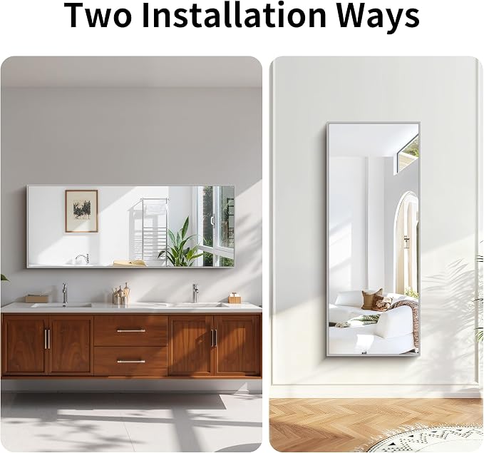 KOCUUY Large Silver Mirror, HD Tempered Glass, Anti-Rust Frame, Modern Design - Image 9