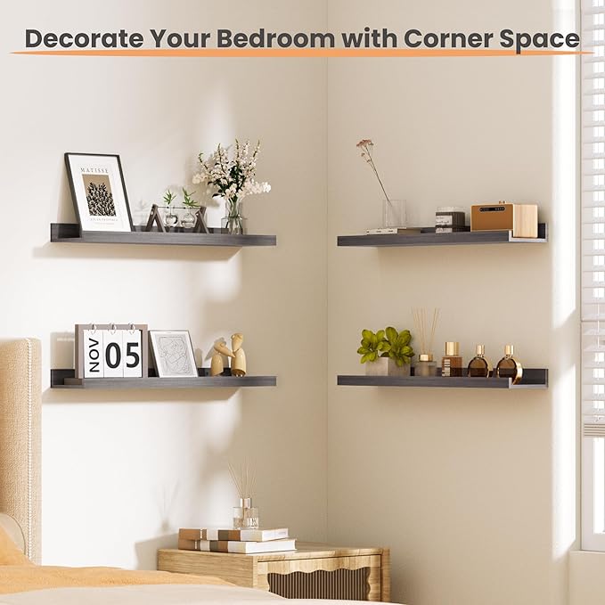 upsimples Floating Shelves for Wall, 23.6 Inch Shelves for Decor Storage Set of - Image 2