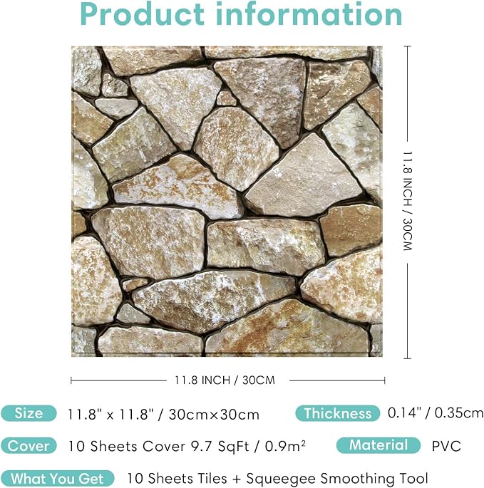 Commomy 3D Faux Stone Peel and Stick Wall Tiles - Image 6