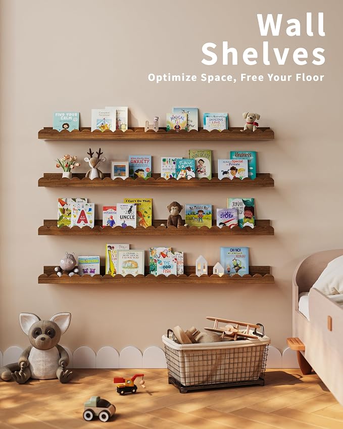 Shario Nursery Book Shelves, Scalloped Shelves, Wall Book Shelves - Image 6