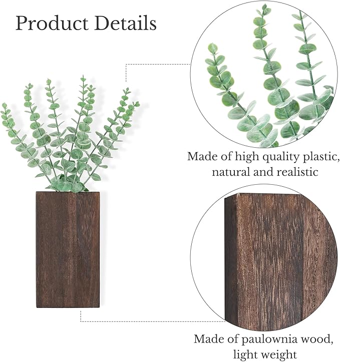 Dahey 2 Pack Wood Wall Planter Vase - Image 6