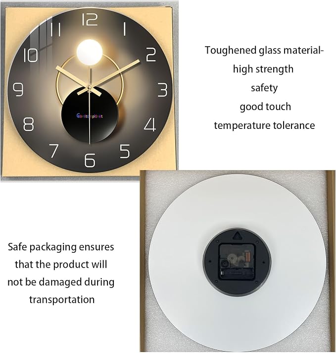 Large Wall Clocks Battery Operated 16 Inch Round Glass Analog Wall Clock Silent - Image 6