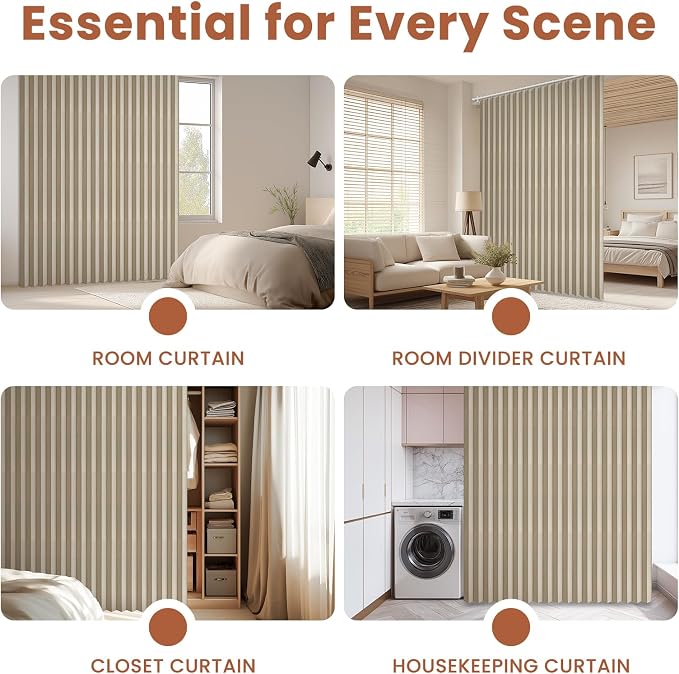 AJAZZ Blackout Accordion Door Curtain 98"x84" Cream Yellow - Image 8