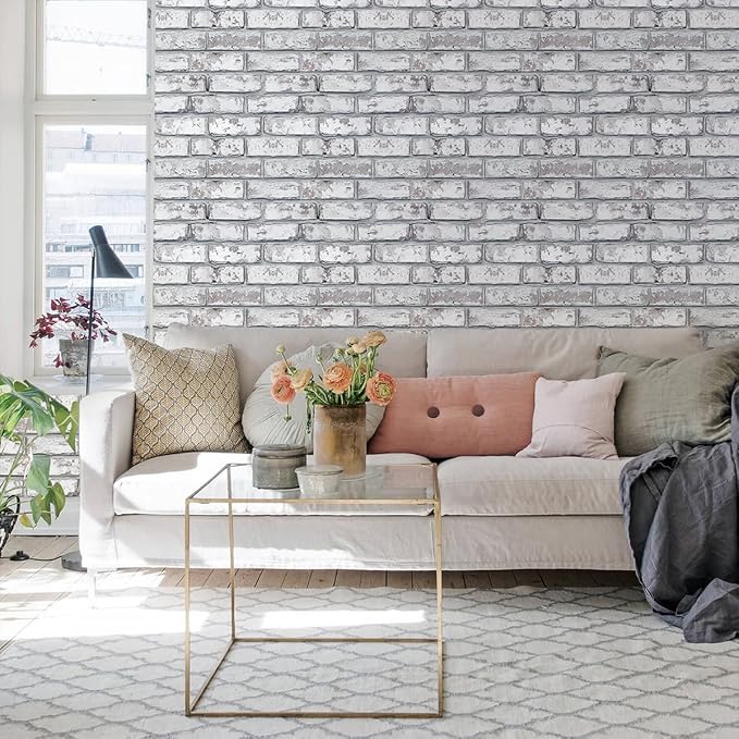 Commomy 10 Pcs 3D Faux Brick Wall Panels -11.8"X11.8" Small Size PVC Grey - Image 2