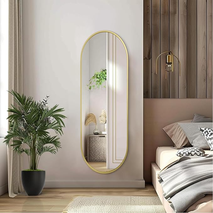 Large Oval Full Length Mirror, Pill Shaped Oblong Bathroom Wall-Mounted Mirrors - Image 6