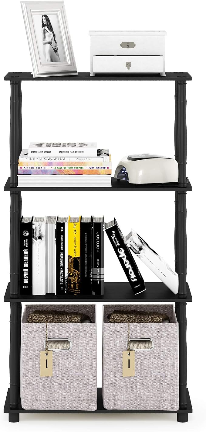 Furinno TURN-N-TUBE Storage Shelves, 4-Tier Book Shelf, Corner Shelf, Toolless - Image 4