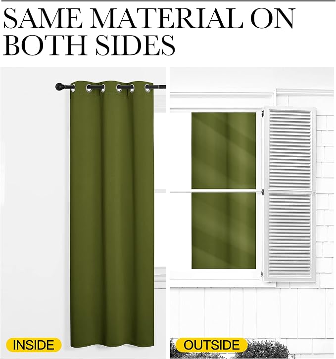 NICETOWN Olive Green Blackout Curtains 120 inches Length - Image 5