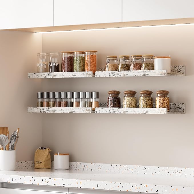 upsimples Floating Shelves for Wall, Wall Shelves for Decor Storage Set of 6 - Image 7