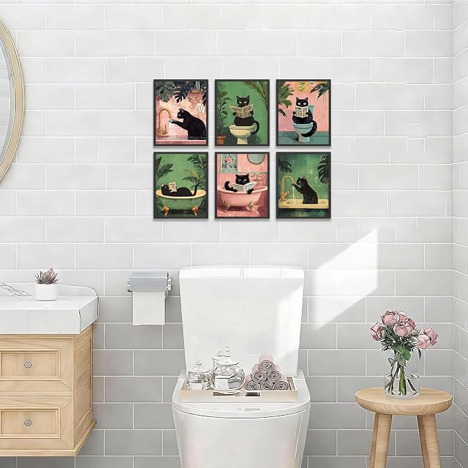 KBKBART Funny Cat Bathroom Wall Art Prints Poster, 8x10 inches - Image 6