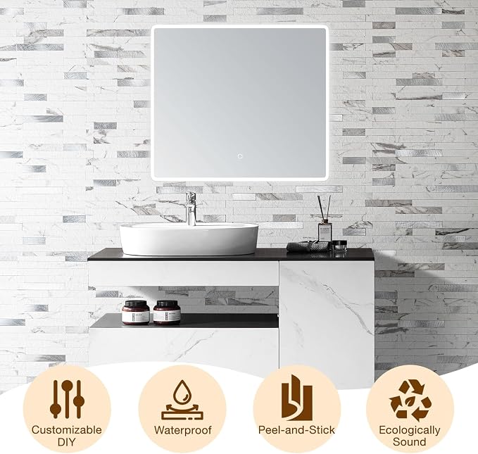 Peel and Stick Backsplash Tile Waterproof Removable PVC Wall Sticker 3D Faux - Image 8
