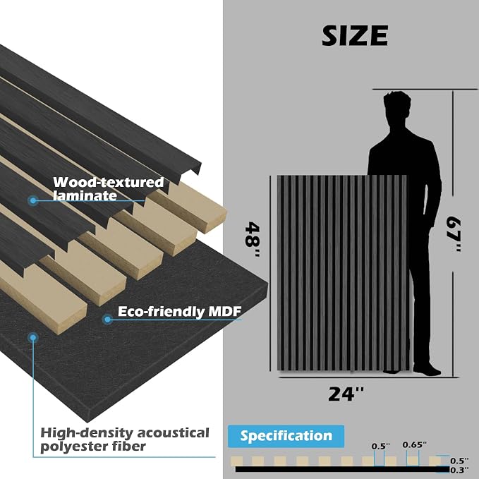 Art3d 4-Pack 48" x 24" Acoustic Wood Panels - Image 6