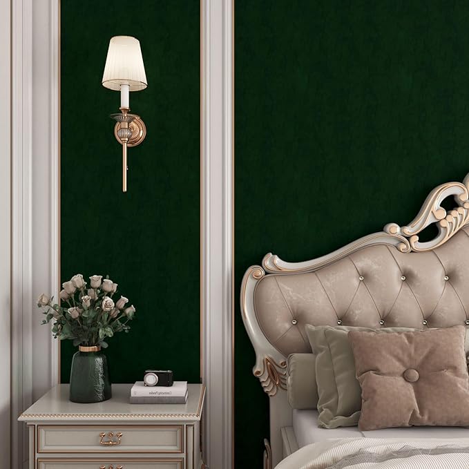 YENHOME 17.7"X590" Emerald Green Wallpaper Vintage Green Peel and Stick - Image 2