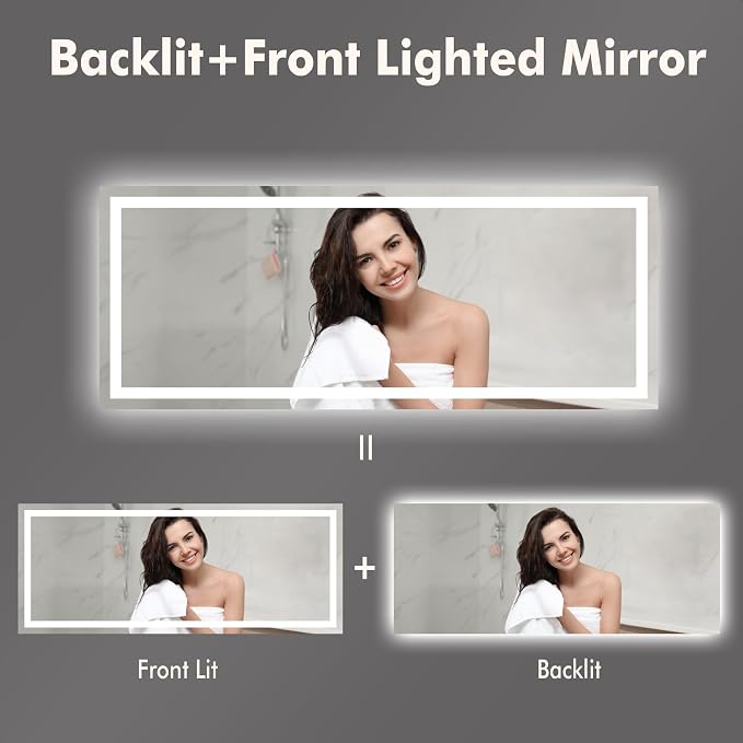GarveeHome 60x24 LED Bathroom Mirror - Image 3