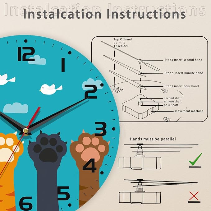 Cute Cat Paw Wall Clock - Image 4