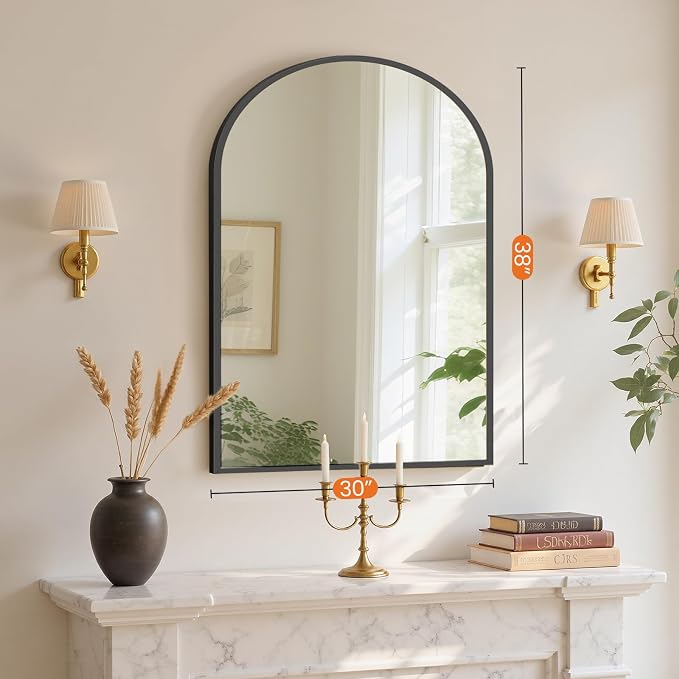 Sweetcrispy 38"x30" Arched Black Bathroom Mirrors - Image 4