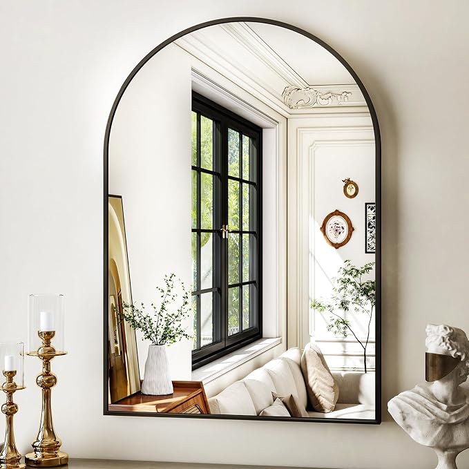 XRAMFY 24"x36" Black Arched Bathroom Mirror - Image 7