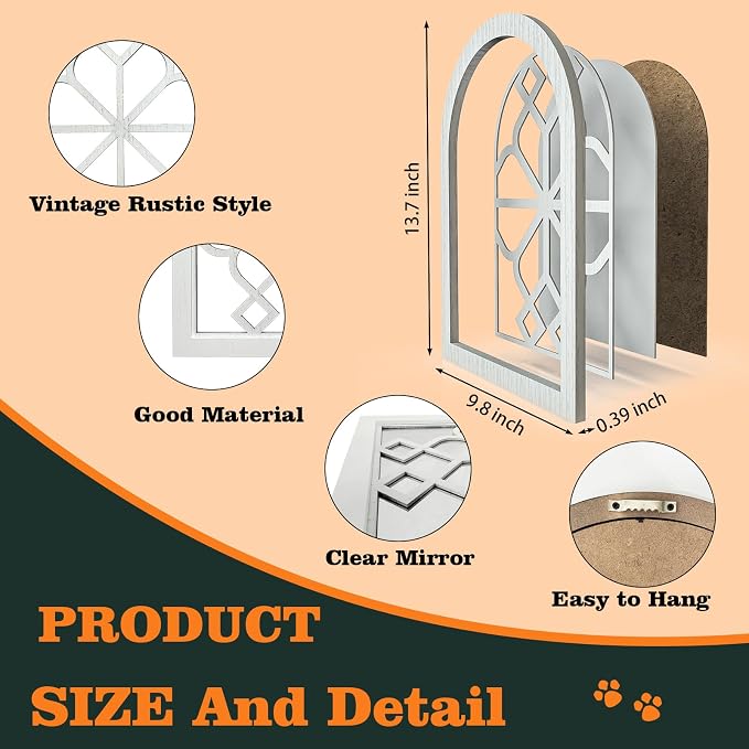ZEXUIRU 4 Set. Rustic Wall Mirrors - Image 3