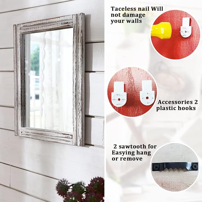 AAZZKANG Wall Mirror with Wood Framed Rustic Mirrors - Image 3