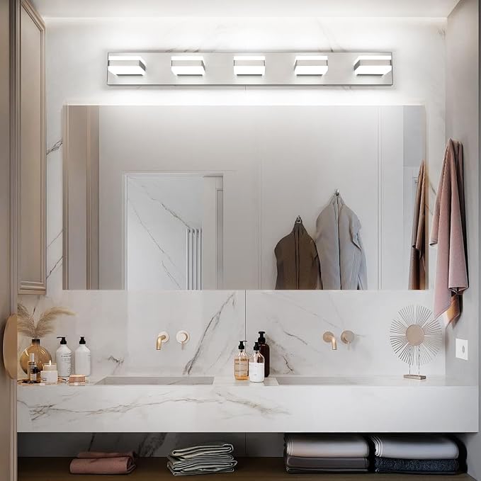 SOLFART 5 Light Bathroom Vanity Light, Brushed Nickel Vanity Lighting Fixtures - Image 3