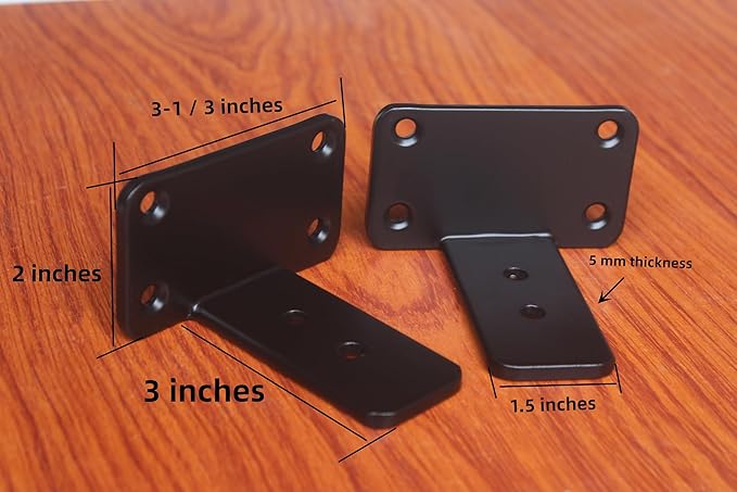 6 Pack - 3 inch Black Hidden L Shelf Bracket Iron Floating Shelf Brackets - Image 2