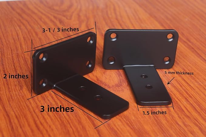 12 Pack - 3 inch Black Hidden L Shelf Bracket Iron Floating Shelf Brackets - Image 2