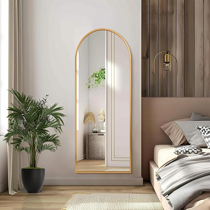 Wall Mirror Full Length Metal Aluminum Framed Floor Mirror 48"x12" Arched Large - Image 3