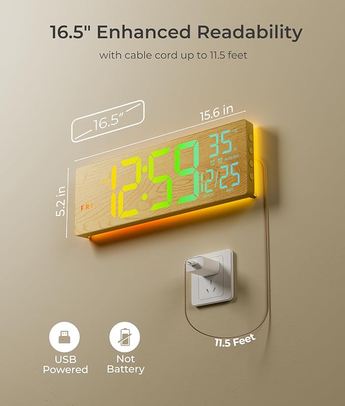 EASYERA 16.5" Large Digital Wall Clock - Image 8