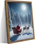 Framed Christmas Wall Decor, Santa Claus Delivering Christmas Gifts Canvas by ZNHARTWallArt