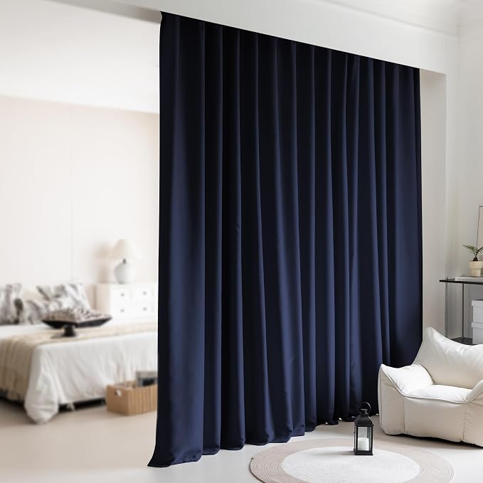 Extra Wide Room Divider Blackout Ceiling Track Curtains Back Tab by KNEOQIT