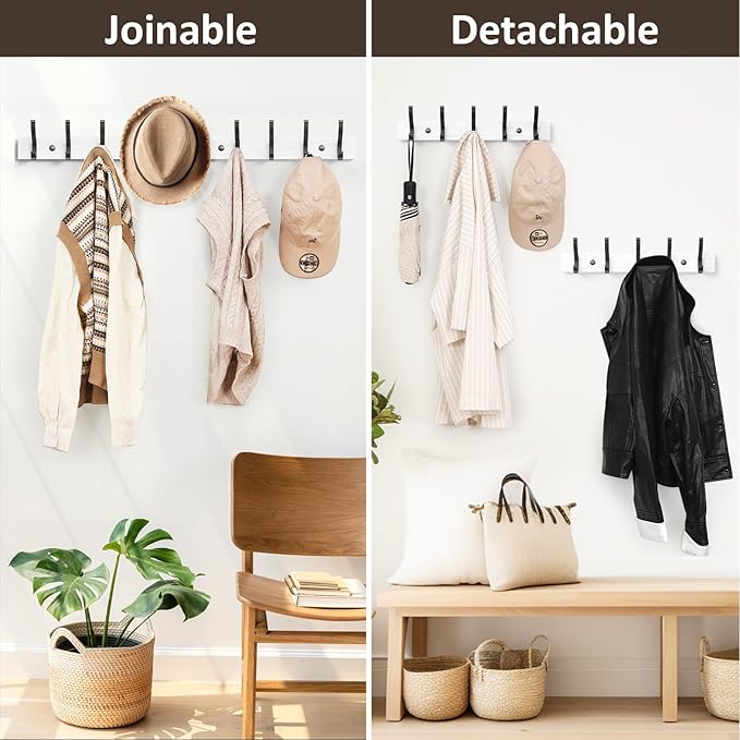 Optish Coat Rack Wall Mount, 16.5 Inches Wood Coat Hooks Wall Mount, Wall Coat - Image 5