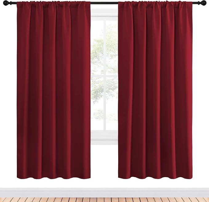 NICETOWN Christmas Burgundy Blackout Curtains and Drapes - Image 2