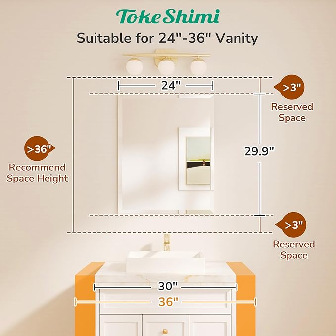 TokeShimi 24x30 Frameless Bathroom Mirror - Image 2