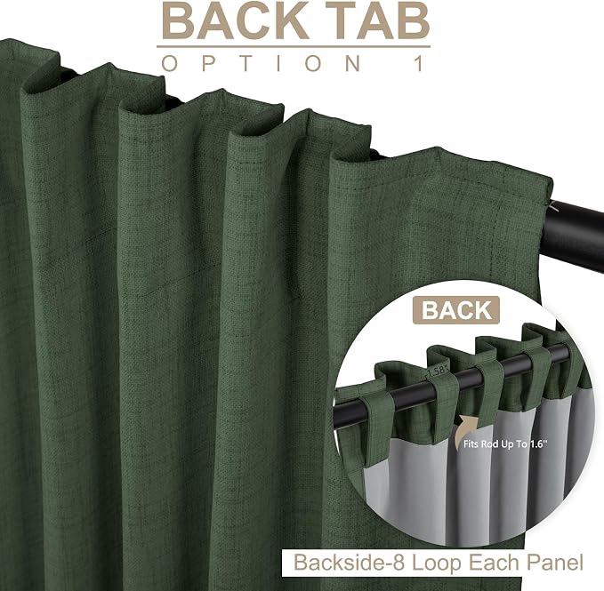 100% Blackout Shield Green Linen Blackout Curtains - Image 3