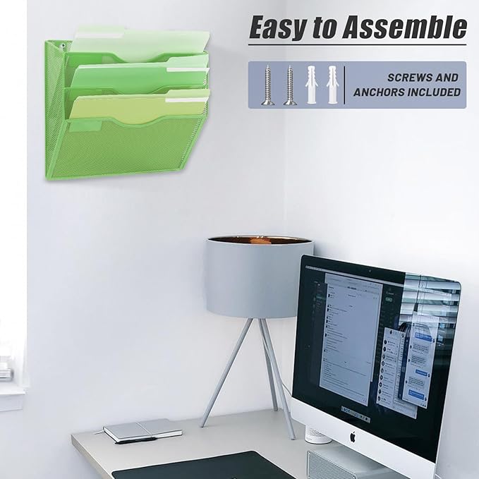EASEPRES 3 Pocket Mesh Hanging Wall File Organizer, Wall Mounted Mail Paper - Image 6