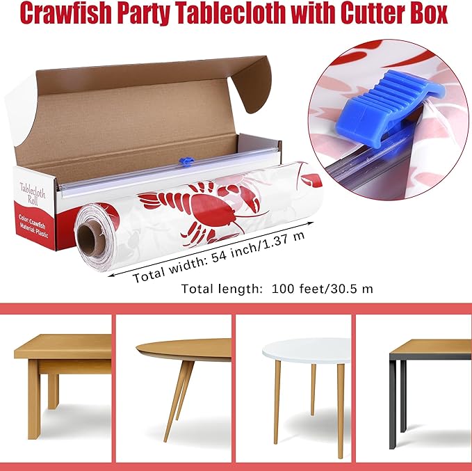 Kochorie 100 Ft x 54 Inch Crawfish Party Tablecloth Roll - Image 2