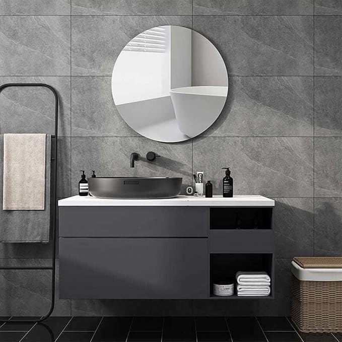 12'' Round Wall Mirror Tiles High Clear Reflecticon Self Adhesive Acrylic - Image 4