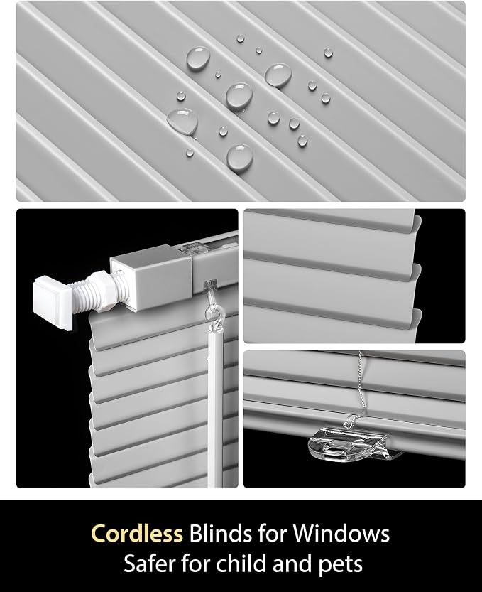 UNISHADES No Drill Blinds for Windows 1" Vinyl L-Shaped Slats Cordless Mini - Image 4