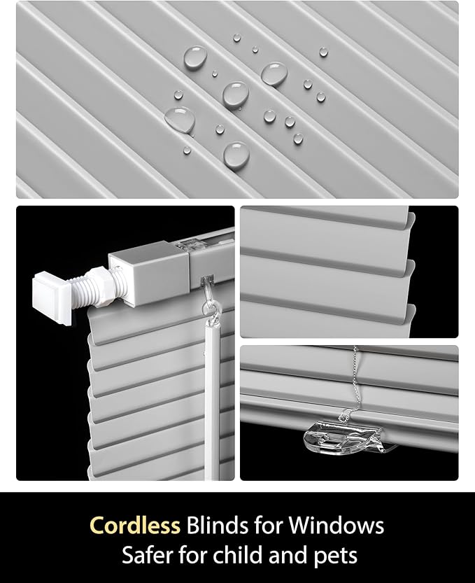 UNISHADES Custom No Tools No Drill Cordless Mini Blinds, 100% Privacy L-Shaped - Image 4