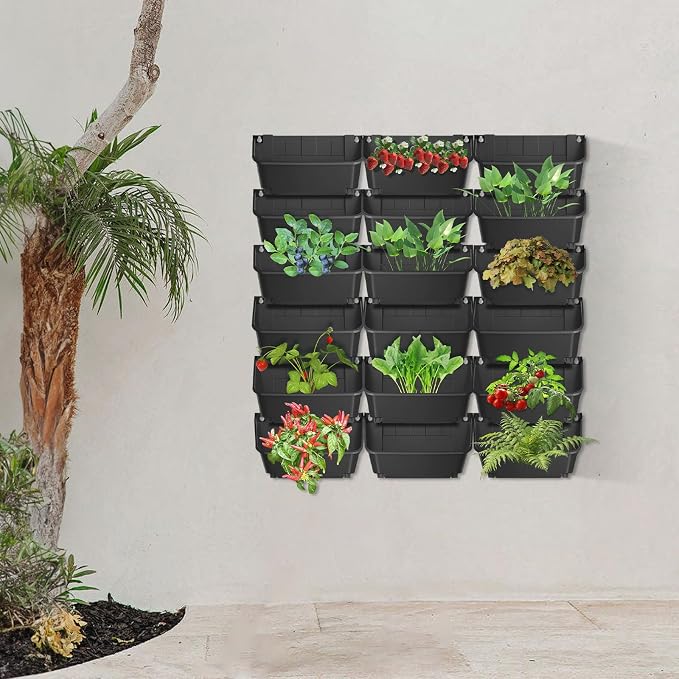Vertical Wall Planter with 18 Pots, Hanging Garden Plant Flowerpot Holder - Image 3