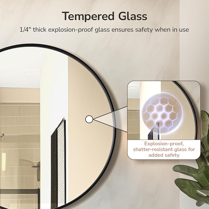 USHOWER Bathroom Mirrors for Over Sink, 42 Inch Circle Mirror - Image 2