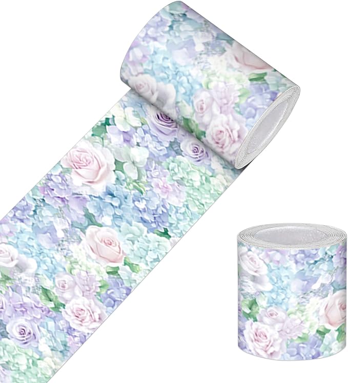 HOMETITUTE Wallpaper Border Peel and Stick Wall Border Pastel Floral Garden by HOMETITUTE