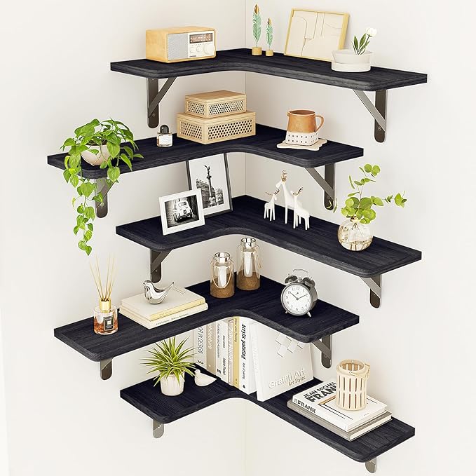 Fixwal Corner Shelves Wall Mounted Set of 5, Floating Shelves by Fixwal
