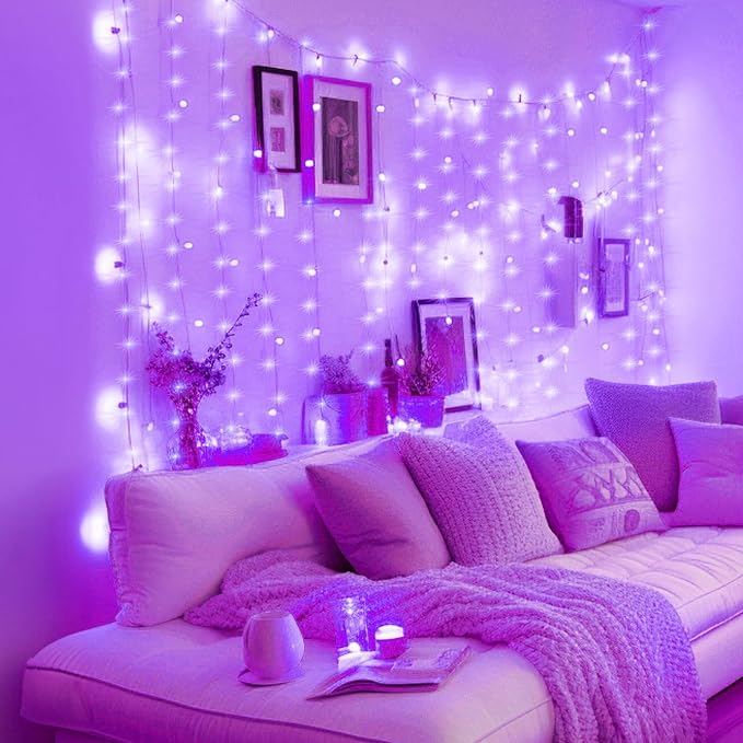 Minetom Halloween Purple Curtain Lights, 300 LED Dimmable Fairy Lights - Image 3