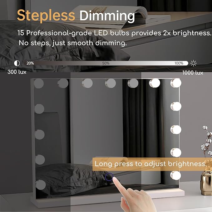 Hollywood Vanity Mirror with Lights, 15 Led Bulbs, 3 Lighting Modes - Image 2