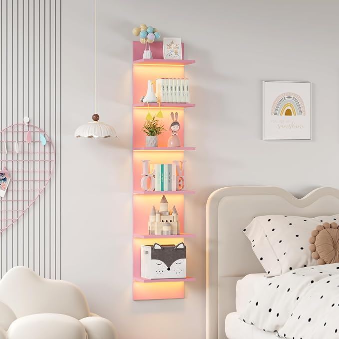 Qupui 6-Tier Wall Shelf with RGB LED Lights - Image 5