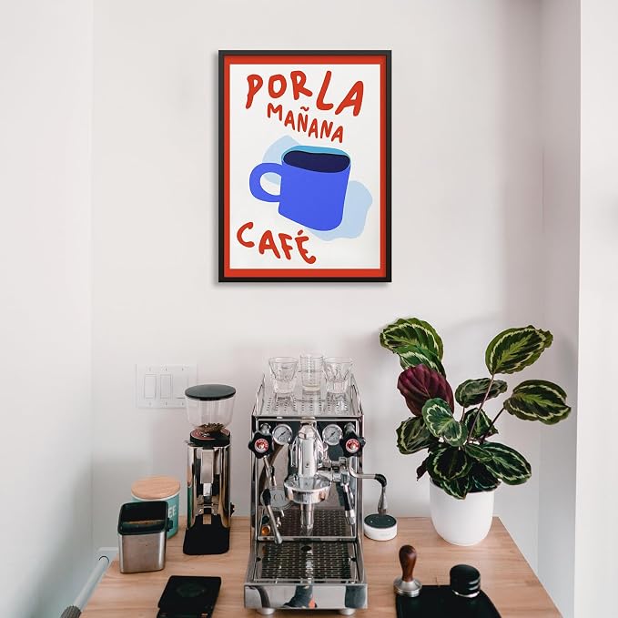 Black Framed Wall Art Posters Kitchen Por La Mañana Cafe Print Vintage Coffee - Image 4
